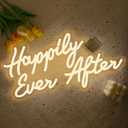 Happily Ever After LED Neon Light Sign, Wedding Neon Led Signs for Bridal Shower Bachelorette Bridal Engagement Party Decorations Wall Decor Lights Valentine's Day Dimmable USB Powered(16.9"*9.1")