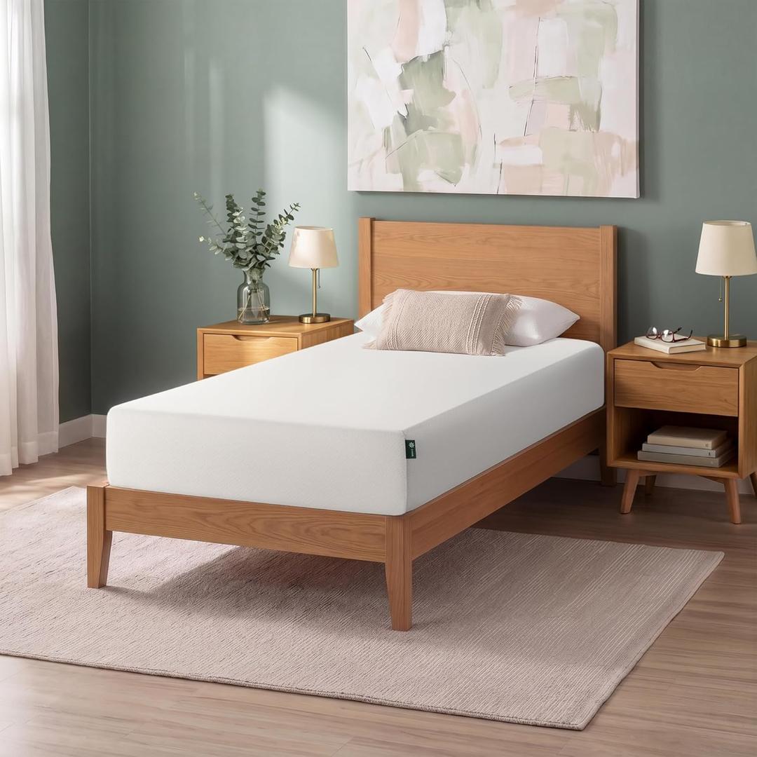 Zinus Green Tea Memory Foam Mattress 12 Inch, Pressure-Relieving Comfort & Full-Body Support, Naturally Fresh, Medium Firm Feel, CertiPUR-US & Oeko-TEX Certified Safe Materials, Twin XL
