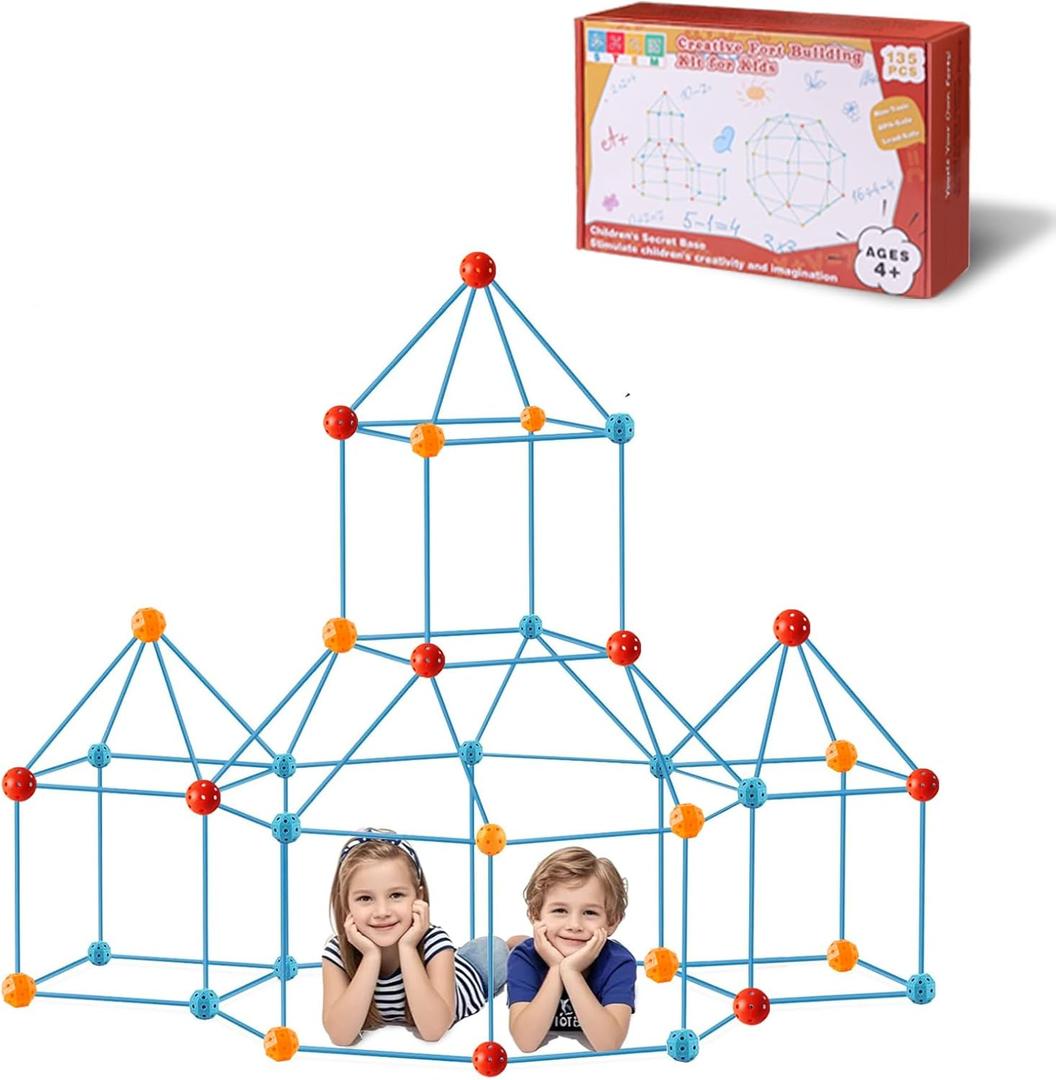 BZseed Fort Building Kit for Kids DIY Play Tent & STEM Construction Toys Ultimate Indoor/Outdoor Fort Building Activities for Boys & Girls Ages 4-15 Educational Creative Toy Birthday & Festival Gift