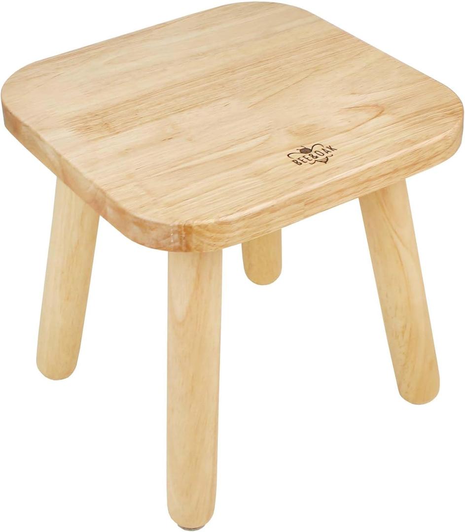 BEE&OAK Wooden Step Stool 9.25 Inch for Toddlers, Foot Stool for Adults, Plant Stool with Detachable Legs, Sturdy Portable, for Kitchen, Bathroom, Bedroom (Natural, 9.25" (D) x 9.25"(W) x 8.86"(H))