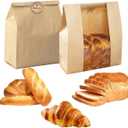 Large Paper Bread Bags for Homemade Sourdough Bread Packaging Bakery Bag for Gifting, Label Seal Sticker Included 200 Pack