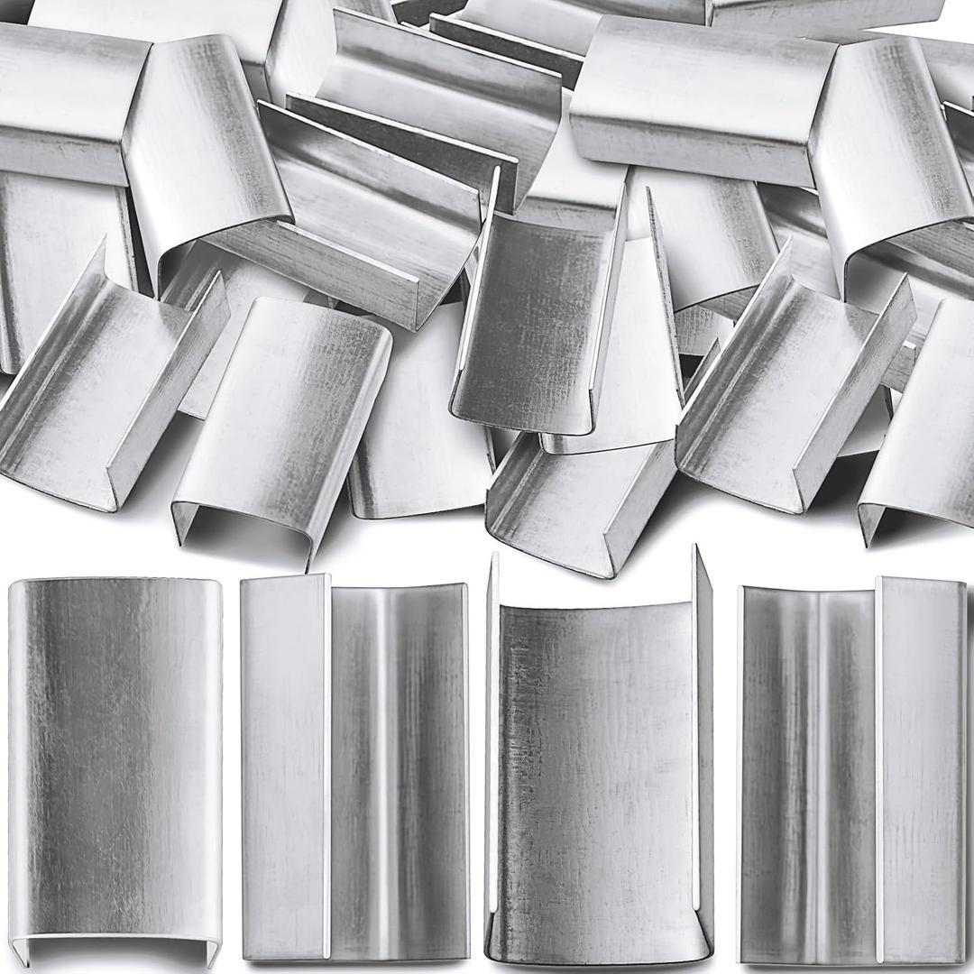 Tandefio 200 Pcs Packaging Open Seals for 1/2" Width Steel Metal Strapping Clips Banding Clips, Sturdy Polyester Strapping Metal Seals for Securing Heavy Packaging and Pallet Banding