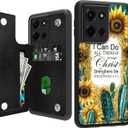 Wallet Case for Moto G 2026/2025,PU Leather Flip Phone Cover with Card Holder,Kickstand,Magnetic Closure,Full Protection,Sunflowers Bible Verse Design