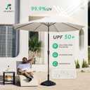 JEAREY 9FT Outdoor Patio Umbrella Outdoor Table Umbrella with Push Button Tilt and Crank, Market Umbrella 8 Sturdy Ribs UV Protection Waterproof for Garden, Deck, Backyard, Pool (Creamy-white)