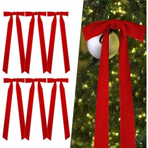 Velvet Christmas Bows,6Pcs Large Velvet Bows for Christmas Tree 23in x 9in Vintage Red Xmas Ornaments Indoor Outdoor Christmas Decorations