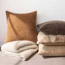 MIULEE Pack of 2 Decorative Throw Pillow Covers Soft Chenille Throw Pillows Solid Textured Euro Cushion Covers for Couch Sofa Bedroom Living Room 24x24 Inch, Brown