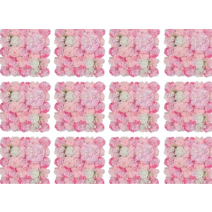 Artificial Flower Wall Backdrop 16pcs 16.5x16.5 Inch Silk Rose Floral Wall Panel Decor Ideal for Wedding Celebrations, Festive Party Birthday Backdrops and Elegant Home Decor- Pink