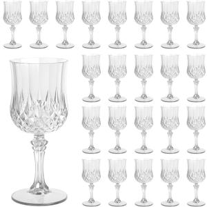 Plastic Wine Glasses Set of 24, 7.7 oz Reusable Plastic Goblets, Hard Plastic Stemware for Wedding, Party, Events, Elegant Shatterproof Drinking Glasses, Clear
