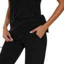 COZYFIT Scrubs for Women Set - Stretch V-Neck Scrub Top & Jogger Pant with 8 Pockets COZY SCRUBS (Black)