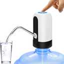 MJIYA Portable Water Bottle Pump, Universal Bottle Electric Water Dispenser with Switch and USB Charging, for Camping, Kitchen, Workshop, Garage (White)