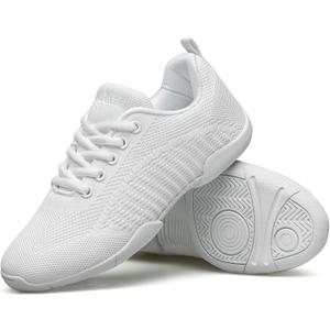 BAXINIER Girls White Cheerleading Shoes Breathable Youth Cheer Competition Sneakers Athletic Training Dance Tennis Walking Shoes (2 Little Kid)