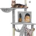 Yaheetech Cat Tree Tower Kitten Condo Scratching Post with Hammock Basket 54in (Light Gray)