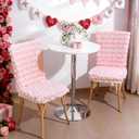VitalCozy Pink Heart Dining Chair Covers Set of 2 Valentine's Day Chair Covers Cute Faux Fur Soft Heart Seat Slip Covers for Dorm Home Bedroom Valentines Day Gifts Wedding Party Decor