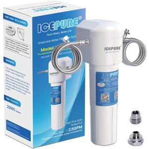 ICEPURE Under Sink Water Filter System, 3 Years or 22000 Gallons Ultra High Life NSF/ANSI 42 Certified, Removes Heavy Metals,Chlorine,Direct Connect Under Counter Drinking Water System, USA Tech