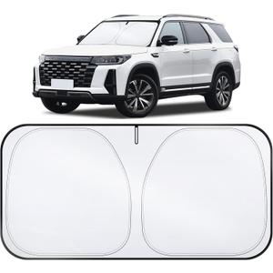 LivTee Car Windshield Sun Shade300T Polyester, Double-Layer Design, Foldable Sunshade for Small Sedans & Mini SUV, UV & Heat Protection, Automotive Interior Sun Shield, Car Accessories(57.08"x31.5")