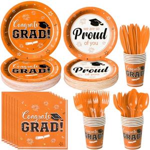 Graduation Party Supplies Decorations Serve 50, 2026 Graduation Party Plates and Napkins Set, Orange Disposable Paper Plates Napkins for College High School Graduation Congrats Grad Party Supplies