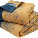 LUTBM Boho Throw Blanket for Bed 100% Cotton Ultra Soft Rustic Quilt Summer Blanket Floral Printed Farmhouse Decor Bed Blankets,60"x80" All Season Rustic Throw for Sofa Couch Chair