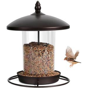 Metal Roof Bird Feeder - Chew Proof for Outdoor (2.8lb:Bronze)
