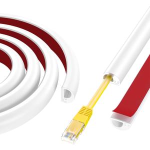 118" Cord Hider Wall, Self Adhesive Silicone Cord Covers for Wires On Wall, Cord Hider for Wall Mount TV, Flexible Cable Cover Raceway Kit for 1 Wire, White (0.59" W x 0.39" H)