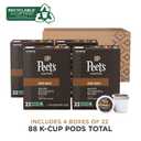 Peet's Coffee, Dark Roast Keurig K-Cup Pods, 100% Arabica Coffee - Major Dickason's Blend 88 Count (4 Boxes of 22 K-Cup Pods) (EXP 01/20/27)