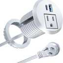 Recessed Power Grommet with 20W USB C Fast Charging, 2 inch Conference Recessed Outlet,Flush Mount for Desk,Office Tables,Furniture,6FT Cord, 45 Thin Flat Plug, White