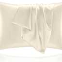 BEDELITE Satin Pillowcase for Hair and Skin, Super Soft and Cooling Similar to Silk Pillow Cases 2 Pack with Envelope Closure, Gift for Women Men(20"x26" Standard Size, Beige)