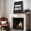 Poster Master Game Over Print - Gaming Poster - Geeky Art - Black & White Typography Design - Gamer Gift - Minimal Game Room, Man Cave or Boy's Bedroom Decor - 8x10 UNFRAMED Wall Art