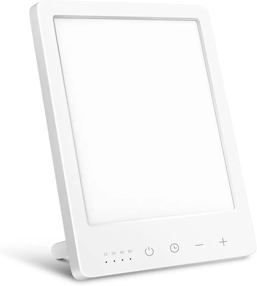 EasyHome Light Therapy Sun Lamp 10000 Lux LED Energy with 10 Adjustable Brightness Dual Color Temperature Adjustment White Warm Light 4 Timer and Memory Function