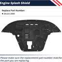 Engine Splash Shield Guard for KIA K5 2021-2025 2026 - Heavy-Duty PVC Skid Plate for Radiator, Engine & Transmission - Easy Installation, Extended Coverage, Maintenance Holes & Vent Design