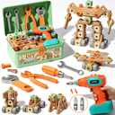 CUTE STONE 158PCS Kids Tool Set with Toy Drill | STEM Construction Building Toys with Storage Tool Box, Montessori Pretend Play Gift for Toddler Boys and Girls Ages 3-6