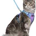 rabbitgoo Cat Harness and Leash Set, Escape Proof Soft Adjustable Vest Harnesses for Outdoor Walking, Easy Control Breathable Kitten Jacket with Reflective Strips, Purple & Blue, Size M