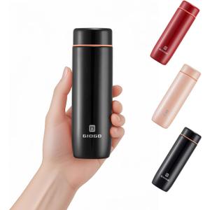 Small Thermo Bottle Slim Mini Vacuum Insulated Water Bottle 285ml/9.6oz Water Flask Stainless Steel Thermal Water Bottles Thermo for Hot and Cold Drinks Perfect for Purse or Kids Lunch Bag(Black)
