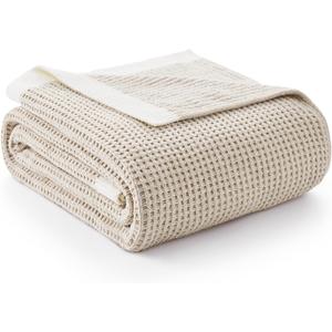 Amlie Home Chenille Waffle Throw Blanket for Couch, Reversible Soft Cozy Knit Blanket Lightweight Warm Decorative Throw for Sofa, Bed, Living Room, 50"x60", Beige