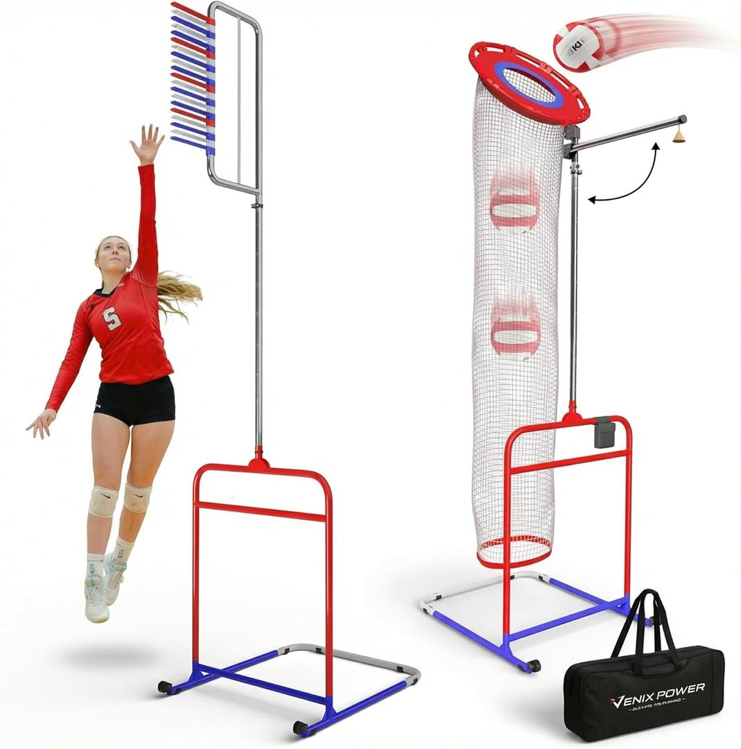 Patented 2in1 Volleyball Setter Training Net Equipment & Vertical Jump Tester Trainer. Setting Target for Jumping Setters Trainers, High Measurement Tool Pole Set for Vollyball Pass Indoor Practice