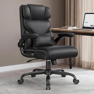 Office Chair, Executive Mid-Back Computer Desk Chair with Flip-up Armrests