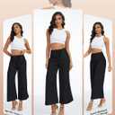 Women's High Waist Casual Palazzo Pants Drawstring Smocked Boho Wide Leg Beach Trousers Flowy Loose Fit Pant (Black, M)