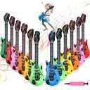 Tatuo 12 Pieces Inflatable Guitar Blow up Guitar Assorted Colors Inflatable Fake Party Prop Rock Star Electric Guitars for 80s 90s Themed Carnival Birthday(Bright,21 Inch)