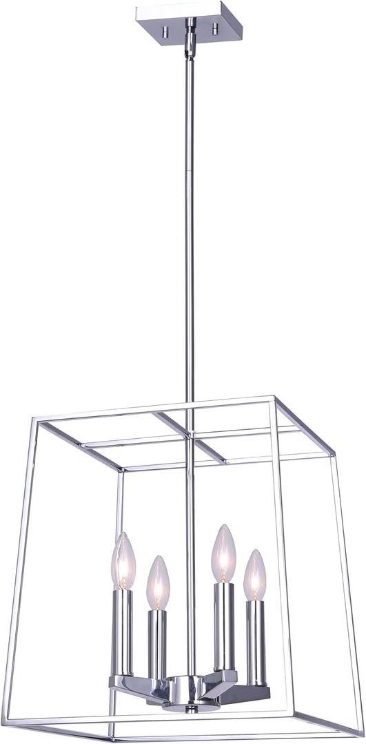 Canarm Coco 4-Light Chandelier, 14-Inch Width Chrome Finish, Adjustable Downrod Height, Transitional Lighting for Dining Room, Living Room and Entryway
