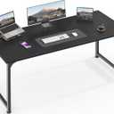 Huuger Computer Desk, 55 Inch Home Office Desk, Gaming Writing Work from Home Study Desk, Large Legroom, Sturdy Metal Frame, Modern Simple, Black