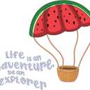 Cute Hot Air Balloon Wall Decal Life is Adventure Be Explorer Life is Adventure Quote with Watermelon Balloon - Size: 40 Inch X 36 Inch