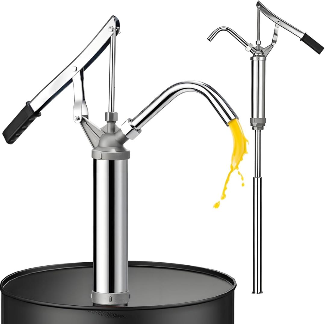 Lever Action Barrel Pump, 5-55 Gallon Heavy Duty Drum Pump with Telescoping Suction Tube, Multi-Purpose Liquid Oil Manual Hand Transfer Pumps for Motor Oil, Lubricants