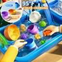 JUKUDAHU Water Table Play Sink Toy for Kids 2 3 4 5 6 Years Old - Outdoor Kitchen with Running Water, Fishing Games, Toddler Water Play Table for Kids Ages 3-8, Beach Outdoor Toys, Summer Gifts, Blue Electrical Water Table