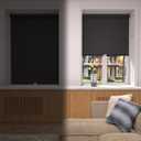 MYshade Cordless Blackout Roller Shades for Windows with Valance, Thermal Insulated UV Blocking Fabric, Cordless Window Blinds for Bedroom & Living Room, Easy Install, 35.5" W x 72" H, Black