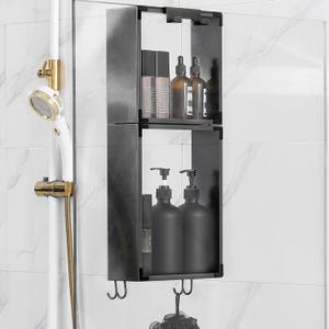 Over-the-Glass Shower Caddy for Bathroom, Over the Glass Shower Organizer Fits Shower caddy Enclosure (Black)