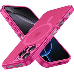 Stronger Magnetic for iPhone 16 Pro Case, Heat Dissipation Frame, Compatible with Magsafe, Camera Protection, Matte Back Slim Protective Cover for iPhone 16 Pro 6.3 Inch, Pink