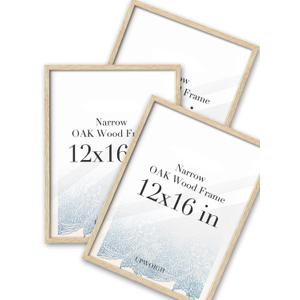 UPWOIGH 12x16 Oak Wood Picture Frame - Minimalist 12x16 Poster Frame, 12"x16" Picture Frame Wood, Natural Solid Wooden Picture Frames for Wall Art Photo and Prints (Set of 3)