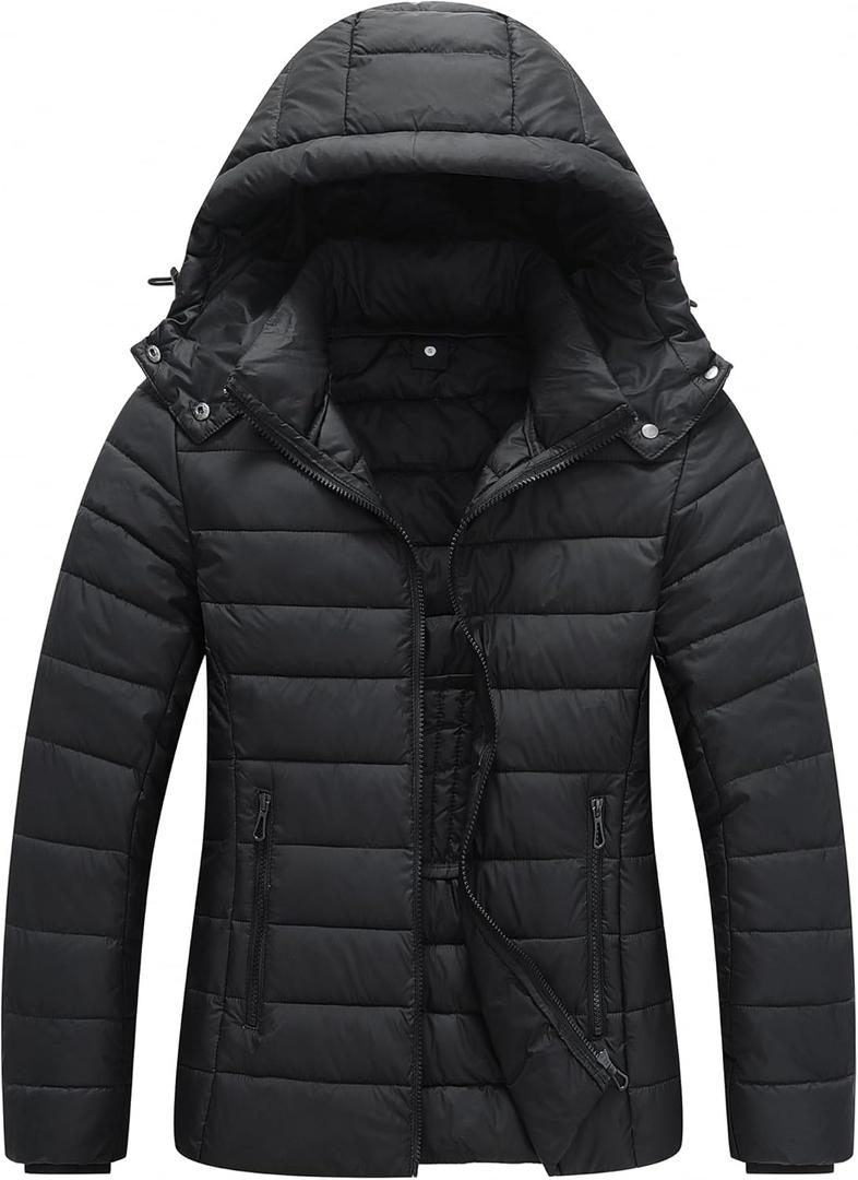 TDYPCI Women's Winter Coat Lightweight Waterproof Puffer Jacket - Quilted Short Down Coat for Women, Warm Winter Jacket (Black, XXL)