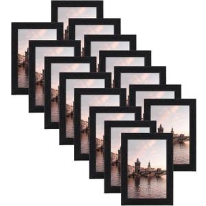 HORLIMER 4x6 Picture Frame Set of 15, Black Picture Frames Display 4 by 6 Photo for Wall or Tabletop
