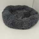 WESTERN HOME WH Calming Dog & Cat Bed, Anti-Anxiety Donut Cuddler Warming Cozy Soft Round Bed, Fluffy Faux Fur Plush Cushion Bed for Small Medium Dogs and Cats (20"/24"/27"/30") (Navy Grey)