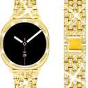 SUPOIX Band with Case Compatible for Samsung Galaxy Watch 8/7/6 40mm 44mm, 20mm Women Bling Replacement Strap & PC Protective Bumper Face Cover for Galaxy Watch 8/7/6 (Size Optional) (Gold)